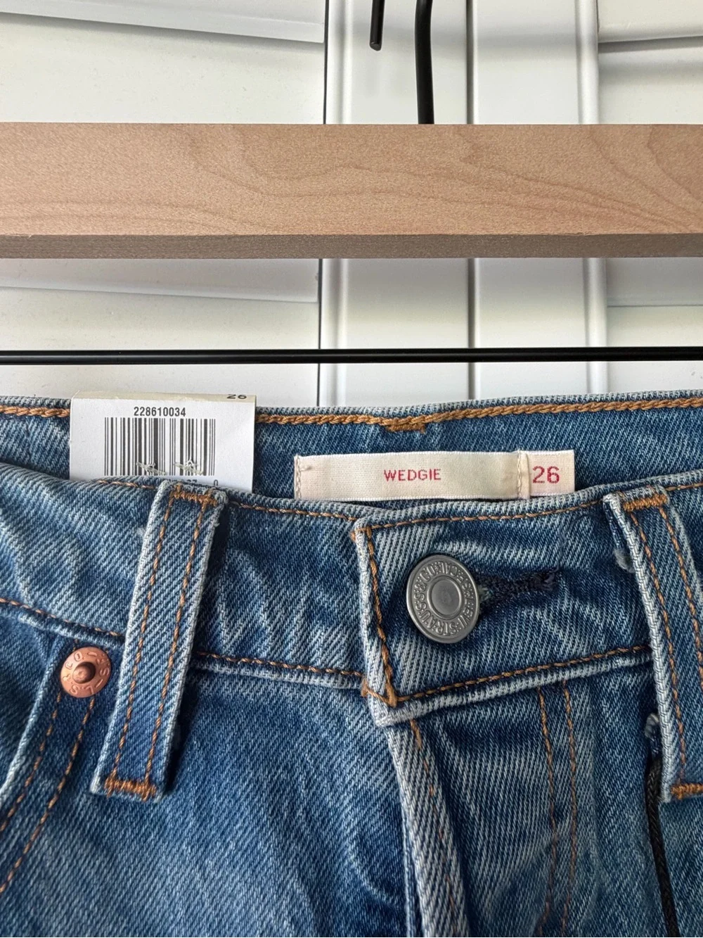Levi's light blue Wedgie high-rise tapered jeans